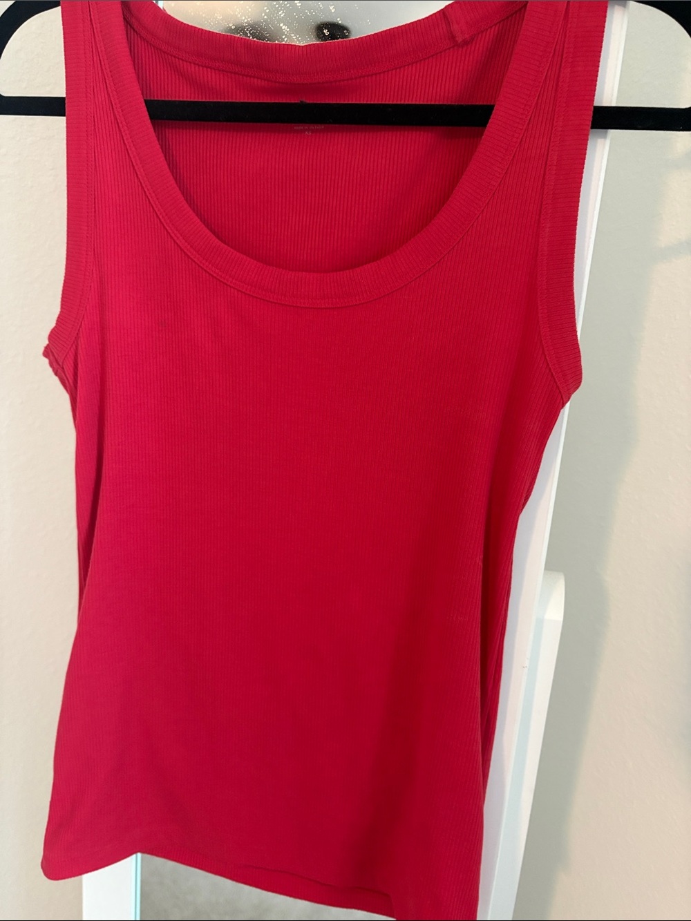 LOFT Red Ribbed Scoop Neck Tank Top